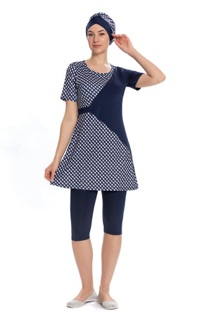 likrali yari kapali mayokemer detayli kazayaği desenli - Justyol