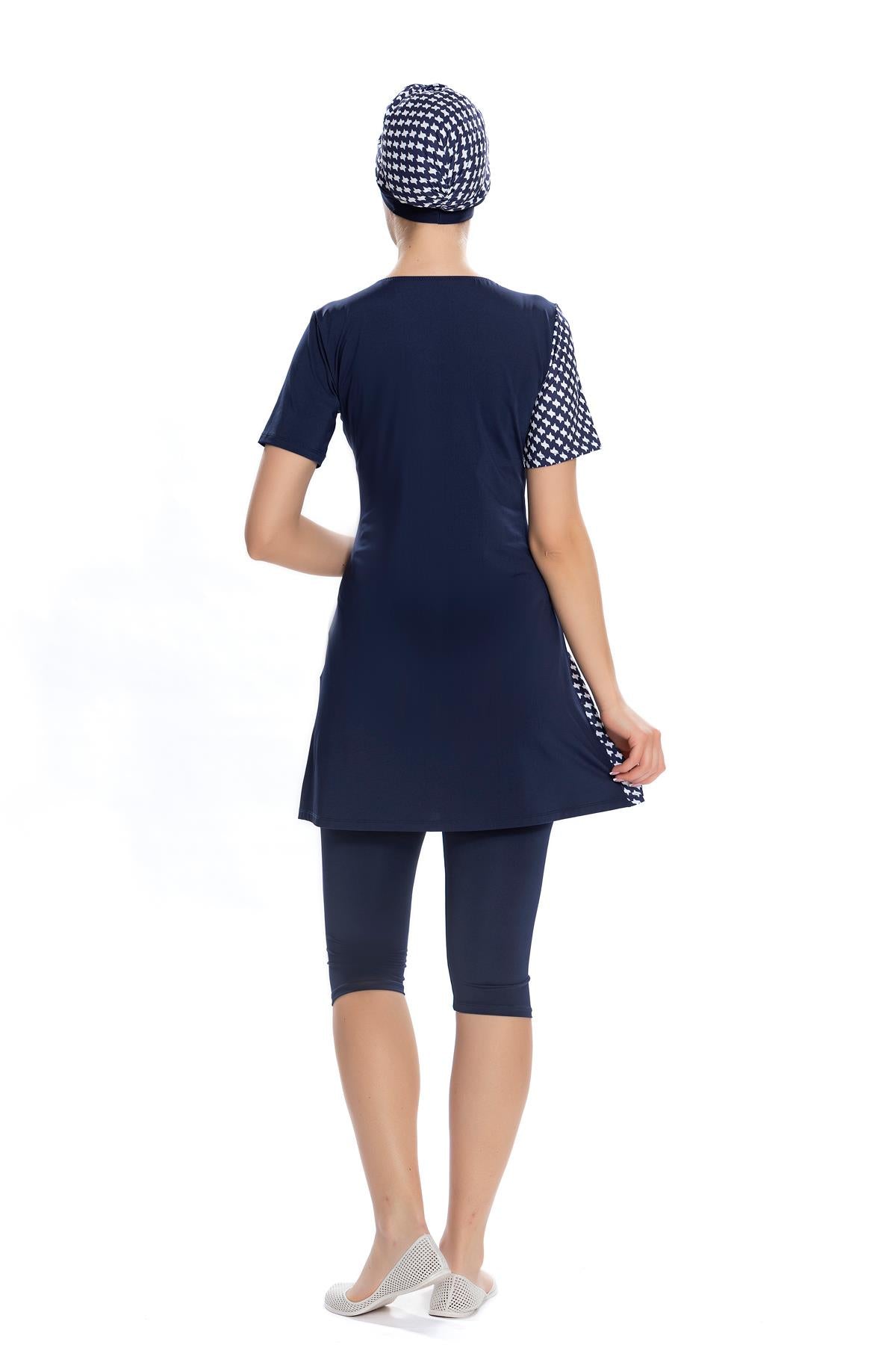 likrali yari kapali mayokemer detayli kazayaği desenli - Justyol