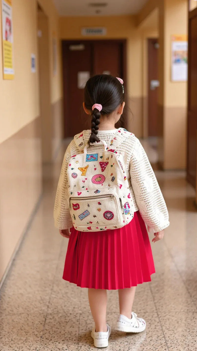 Tenue Élégante 3 Pièces pour Fille - Jupe Chic, Blouse Blanche et Veste Tricotée
