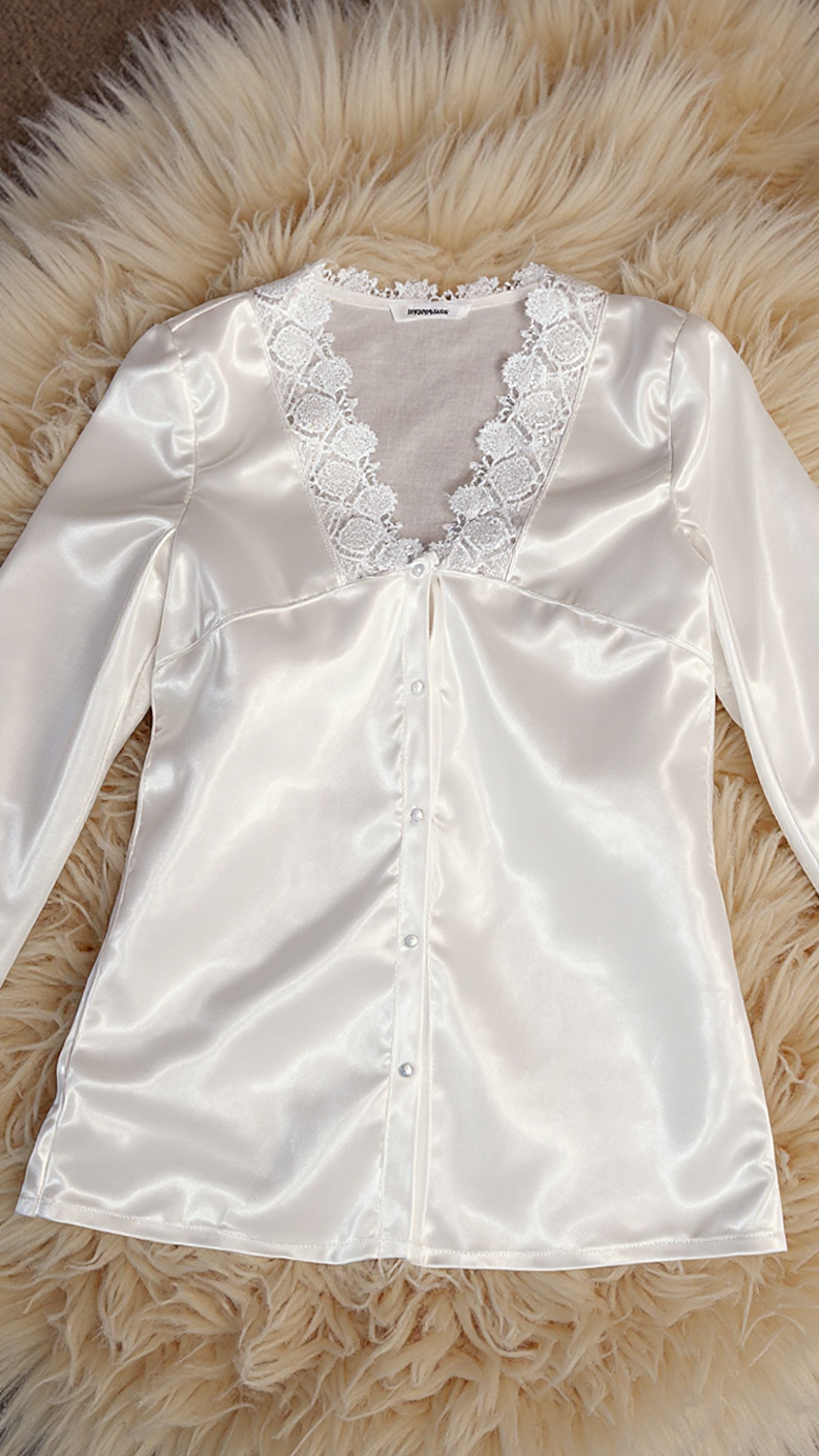 Pajama set 704 -Refined Satin Pajama Set with Lace Details Erotica