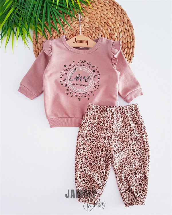 love leopard 2 piece set-light brown