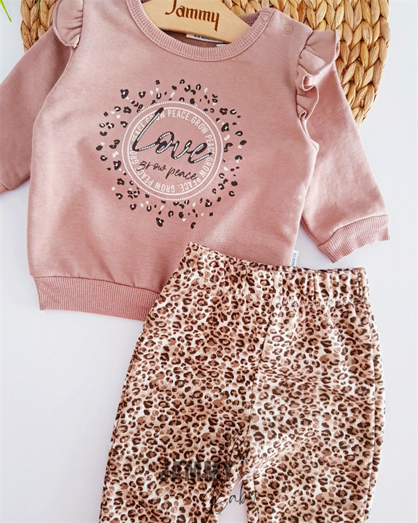 love leopard 2 piece set-light brown