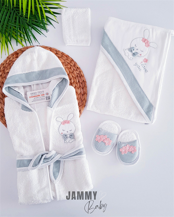 love you rabbits 4 piece bathrobe set