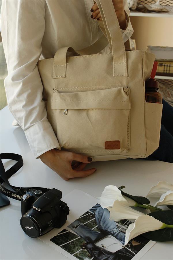 <tc>Lovren Sac à main en toile Crème 03</tc>