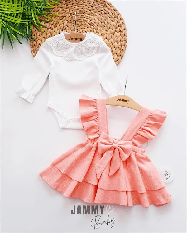 luana waffle gilet dress set - salmon - Justyol