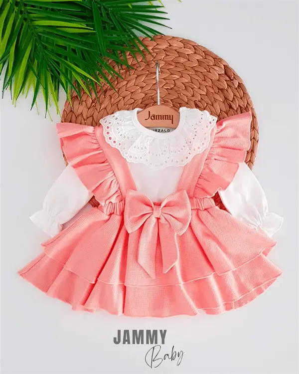 luana waffle gilet dress set - salmon - Justyol
