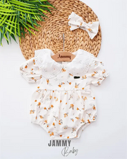 lydie lace baby collar bandana romper set - Justyol