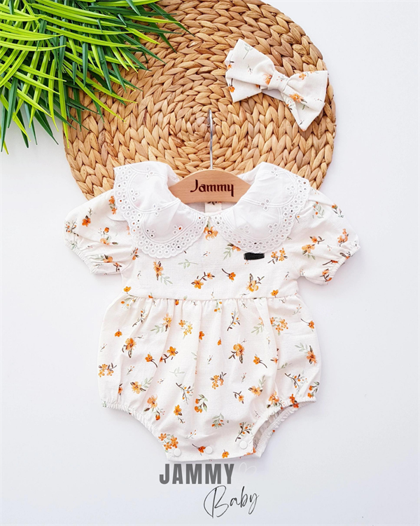 lydie lace baby collar bandana romper set