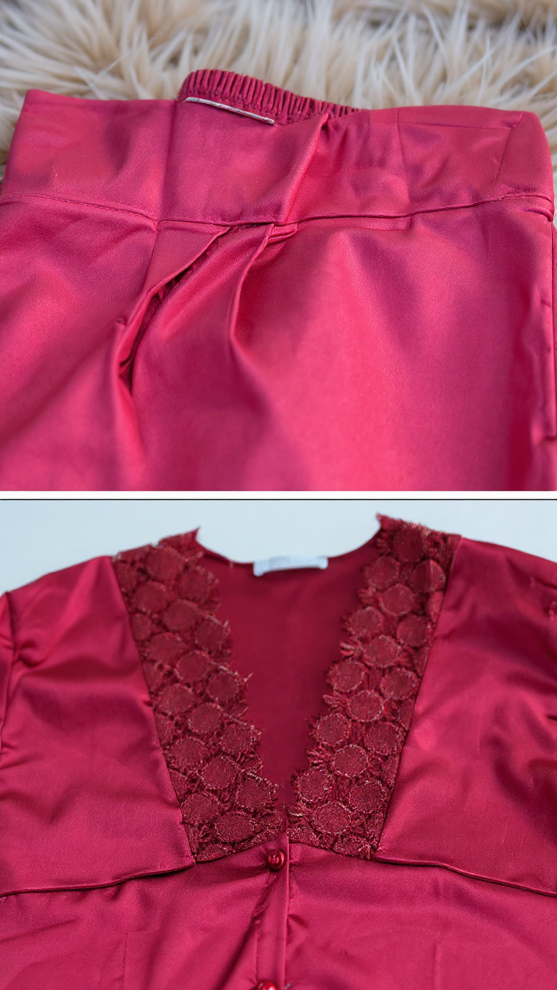 Pajama set 704 -Refined Satin Pajama Set with Lace Details Erotica