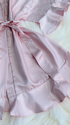 Robe 405 -Graceful Satin Ruffle Kimono Robe Erotica