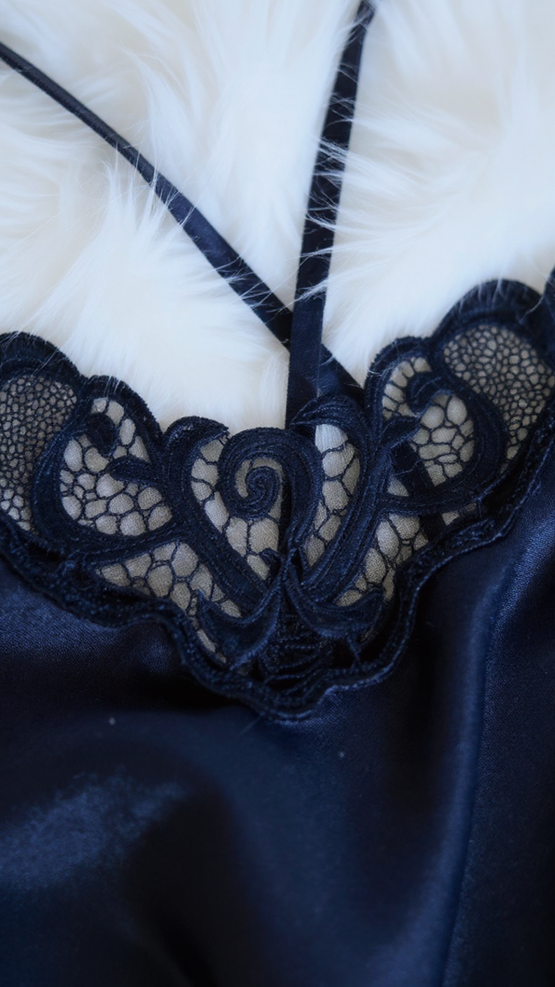 Nightdress 112 -Satin Nightgown with Soft Lace Accents Erotica