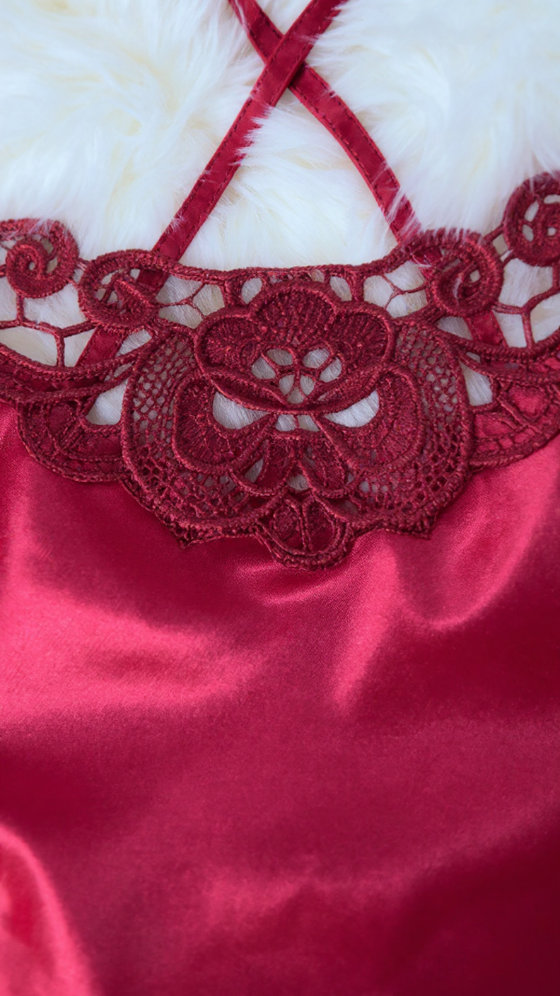 Nightdress 112 -Satin Nightgown with Soft Lace Accents Erotica