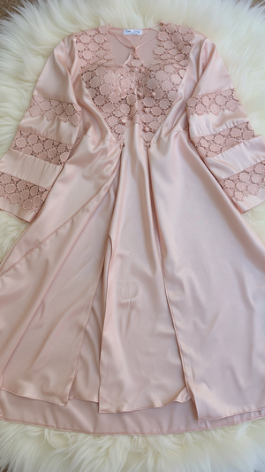 nightgown set 210 -Satin Nightwear Set with Lace Details and Robe Erotica