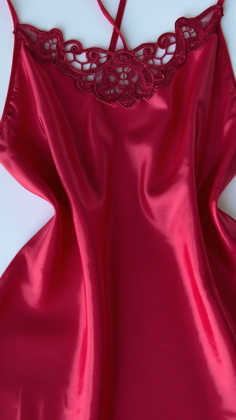 Nightdress 112 -Satin Nightgown with Soft Lace Accents Erotica