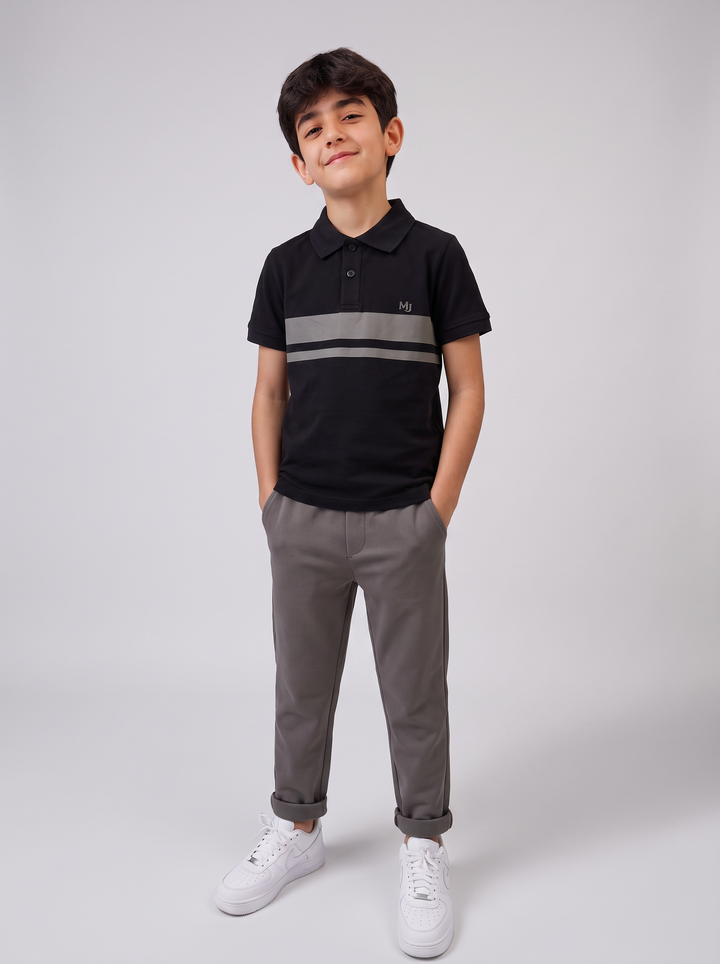 Ensemble Garçon 2 Pièces Polo Rayé et Pantalon Jogger