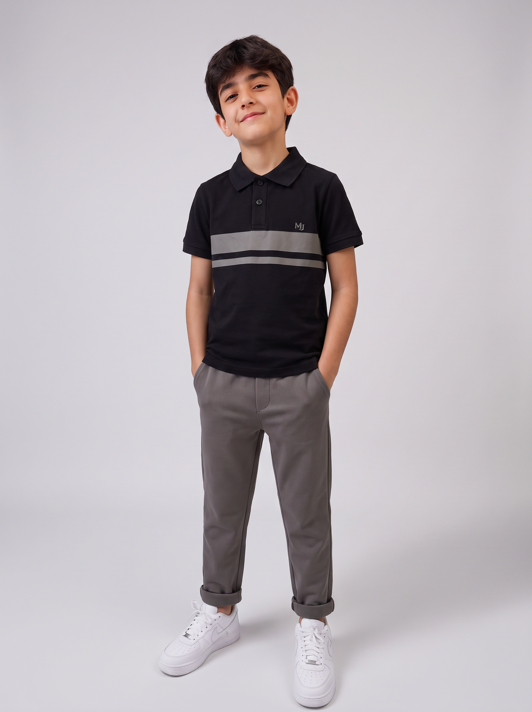 Ensemble Garçon 2 Pièces Polo Rayé et Pantalon Jogger
