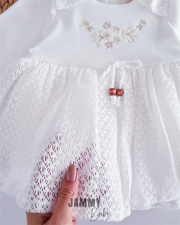 <tc>Robe en dentelle avec broderie Marentino - blanc</tc>