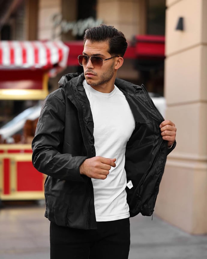 Mat Deri Kapüşonlu Mont - Justyol