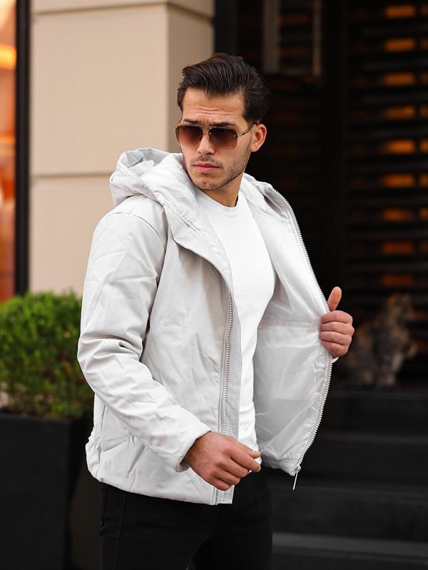 Mat Deri Kapüşonlu Mont - Justyol