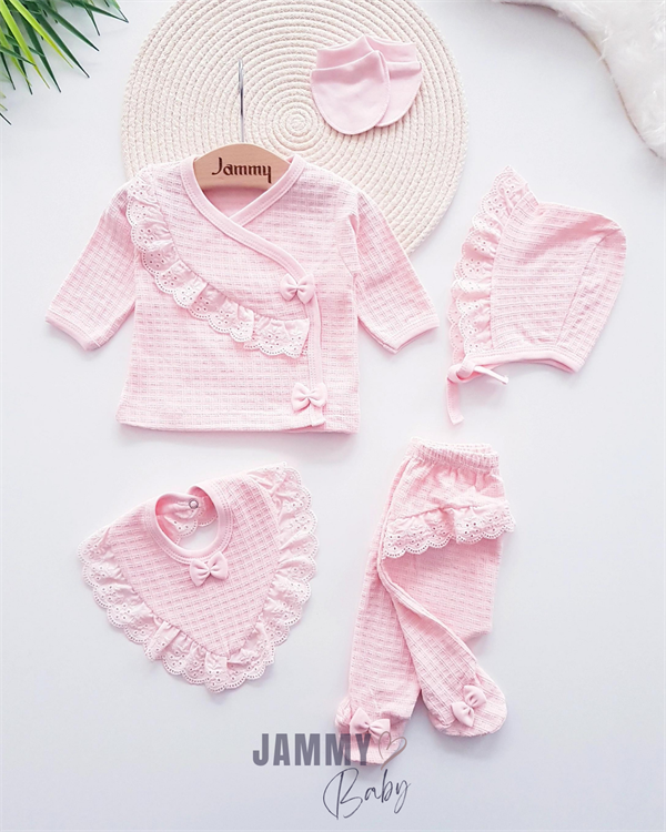 mathilda laura 5 piece newborn set with hat-pudra