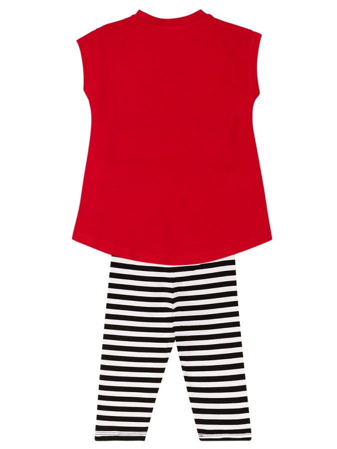 Ensemble Fille 2 Pièces Tunique et Legging Imprimé Chat – Rouge et Noir
