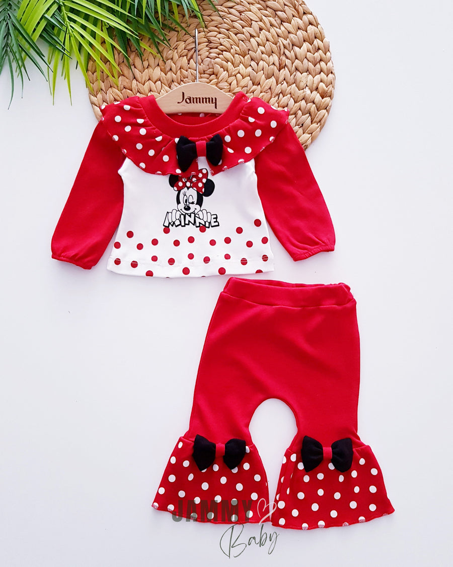 Ensemble 2 pièces Minnie Mouse Flare - ROUGE