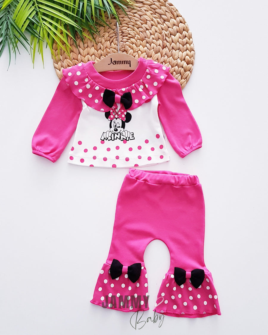 <tc>Ensemble 2 Pièces Minnie Mouse avec Pantalon Patte d'Éléphant - Rose Bonbon</tc>