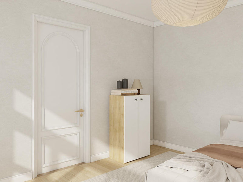 ARMOIRE MULTI-USAGES 2 PORTES BLANC/BLANC