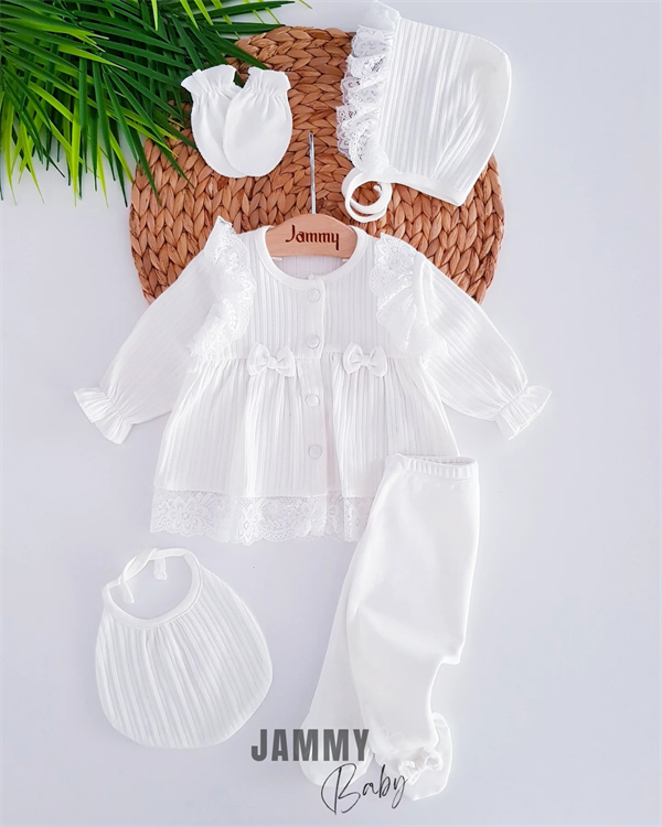 <tc>Ensemble 5 pièces newborn Monalissa avec détails en dentelle - blanc</tc>