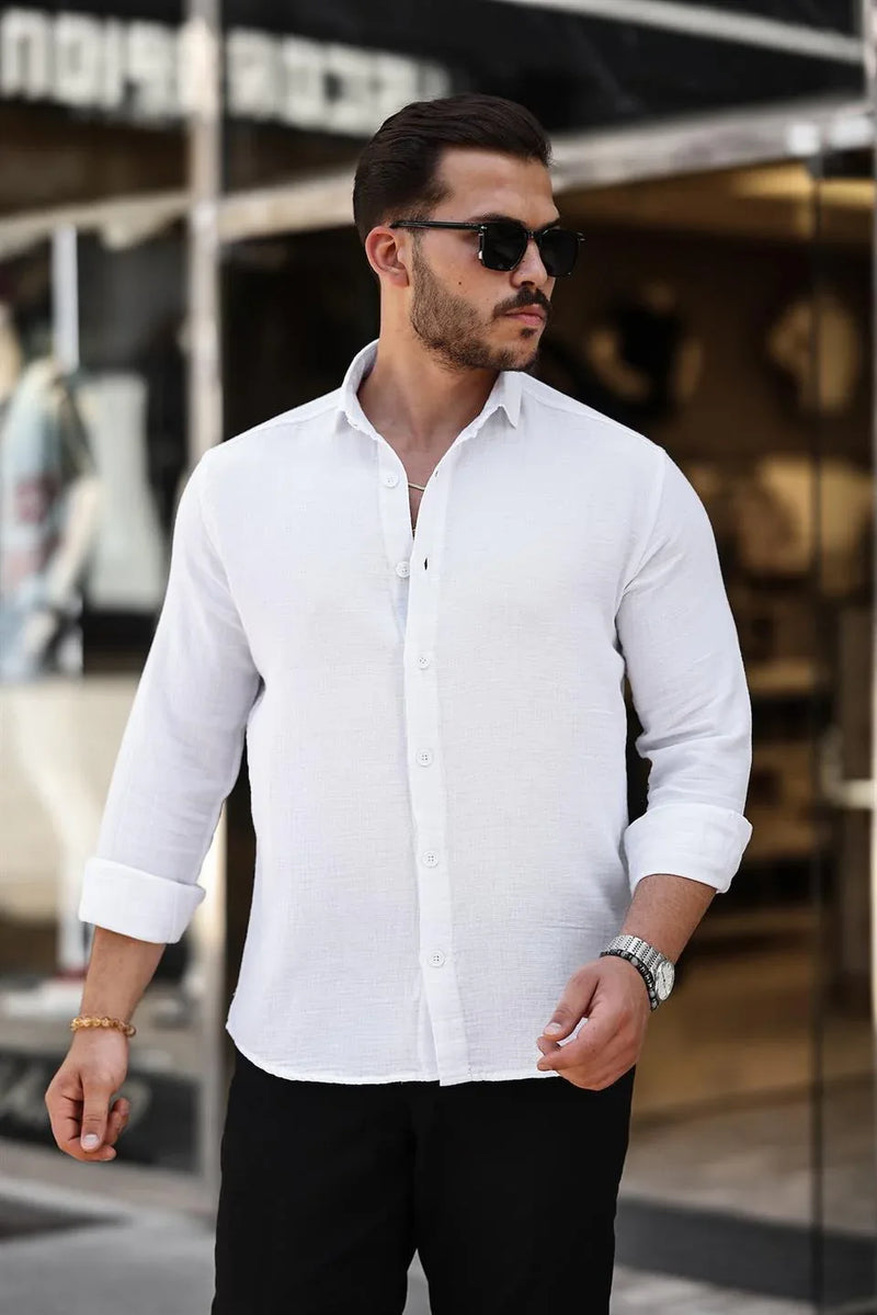 chemise homme mousseline coton respirante manches longues