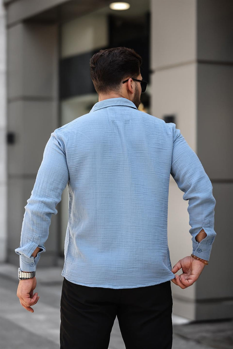chemise homme mousseline coton respirante manches longues