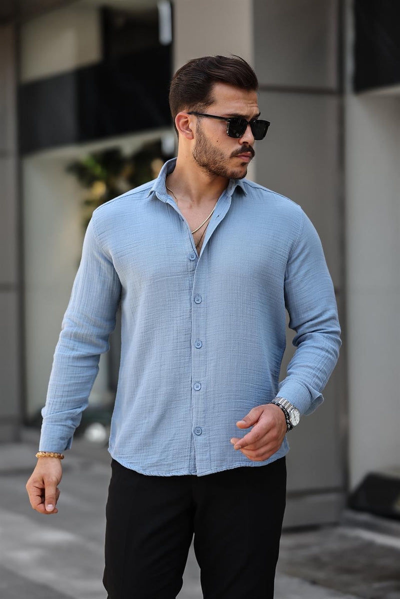 chemise homme mousseline coton respirante manches longues