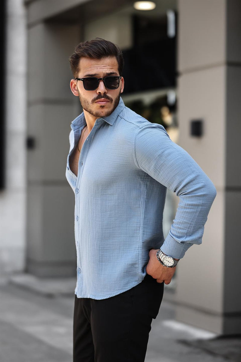 chemise homme mousseline coton respirante manches longues