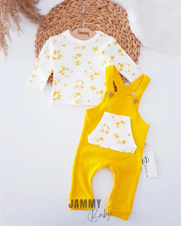 naughty panda waffle salopette set - Justyol
