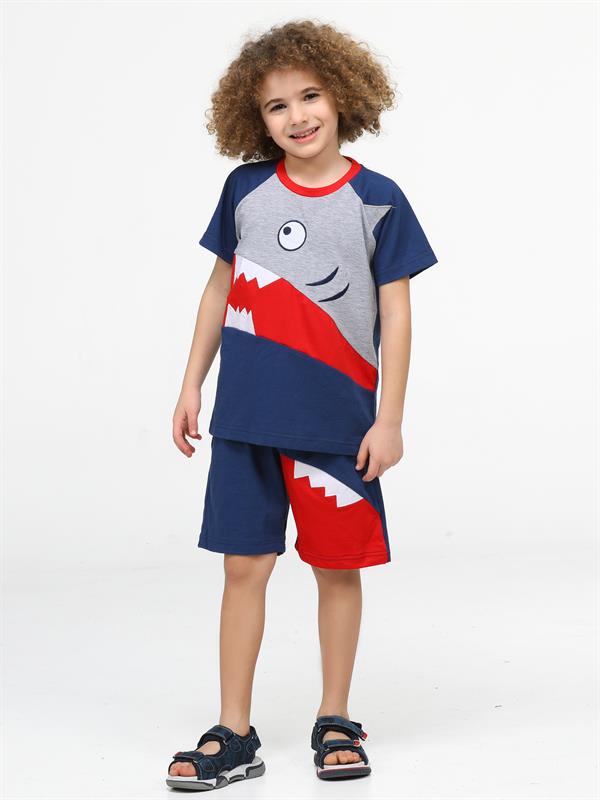 ensemble short pour garçon requin marine