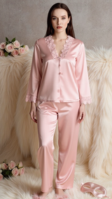 Pajama set 704 -Refined Satin Pajama Set with Lace Details Erotica
