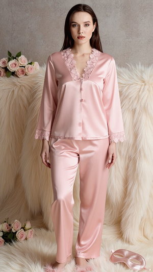 Pajama set 704 -Refined Satin Pajama Set with Lace Details Erotica