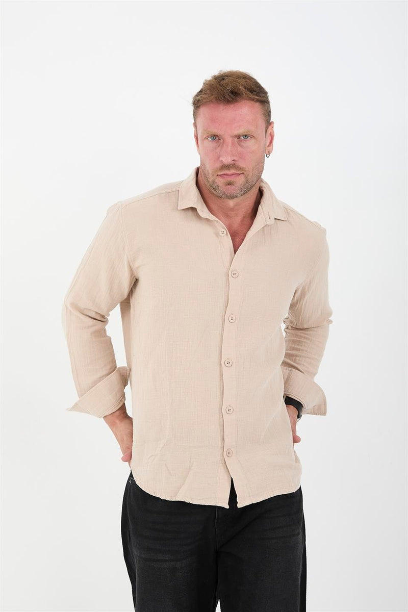 chemise homme mousseline coton respirante manches longues