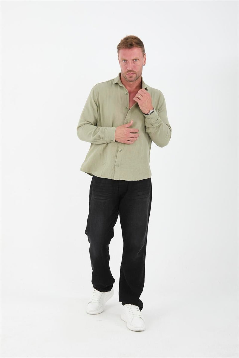 chemise homme mousseline coton respirante manches longues