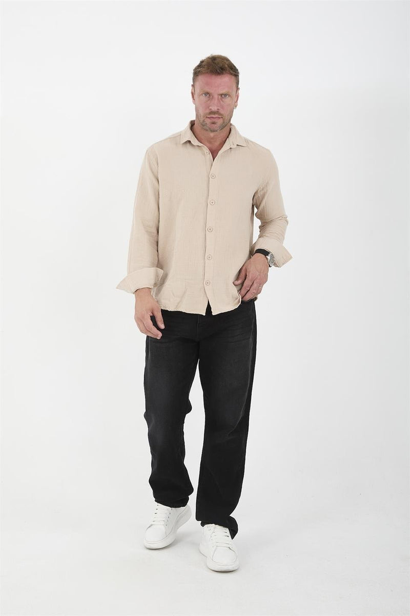 chemise homme mousseline coton respirante manches longues