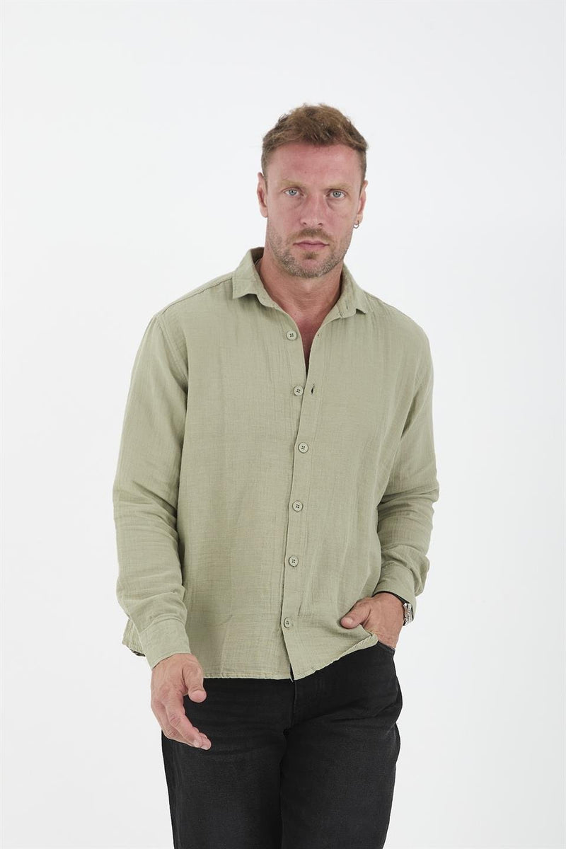 chemise homme mousseline coton respirante manches longues