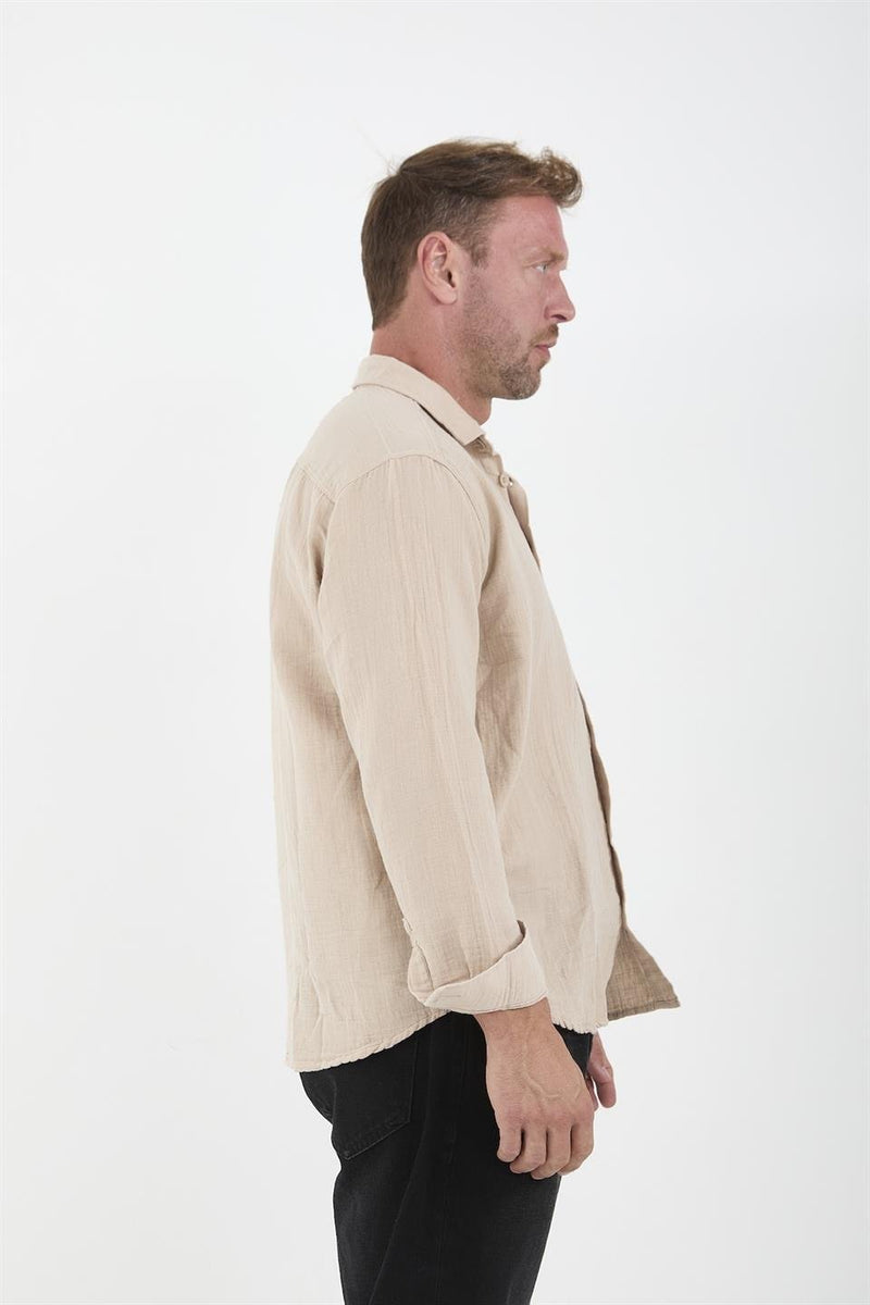 chemise homme mousseline coton respirante manches longues