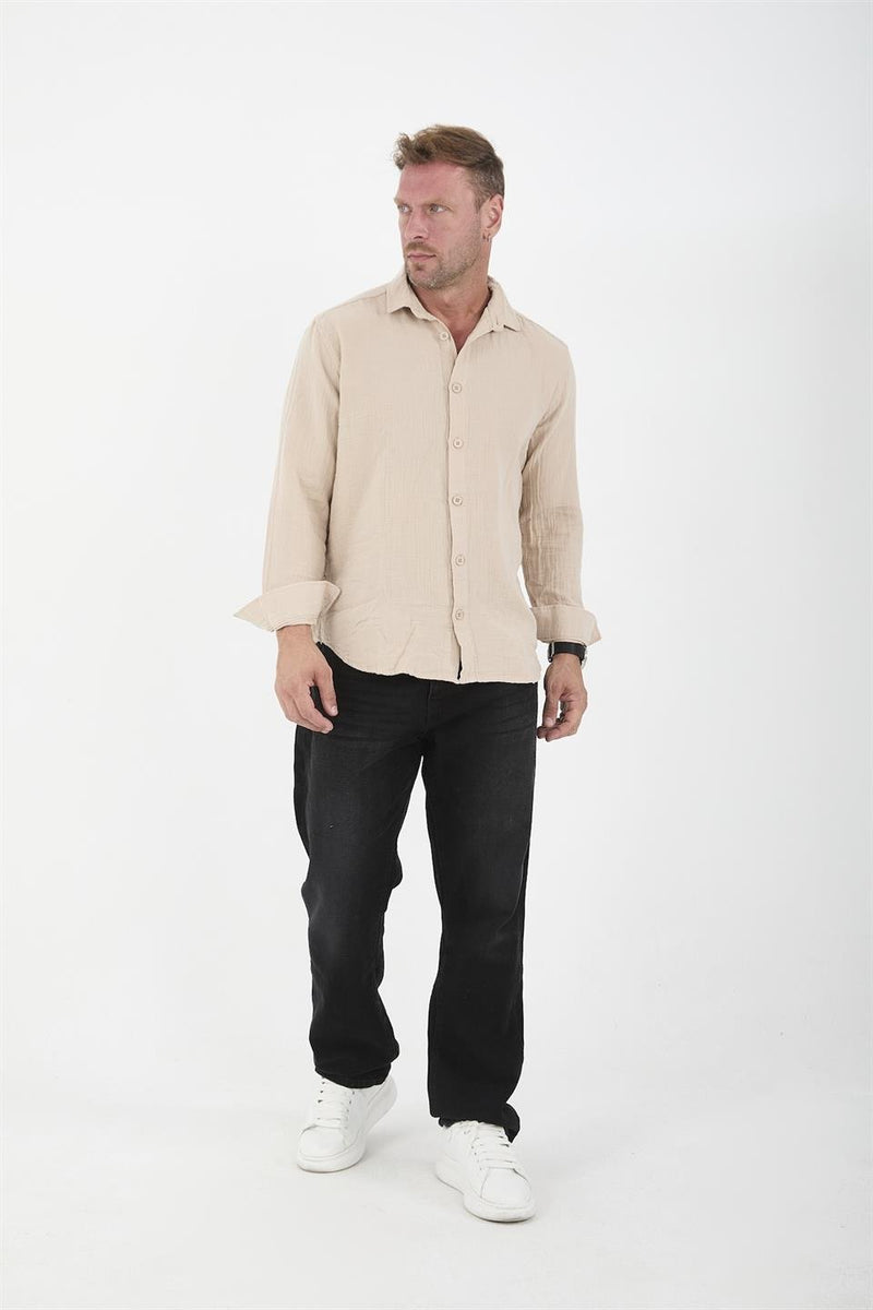 chemise homme mousseline coton respirante manches longues