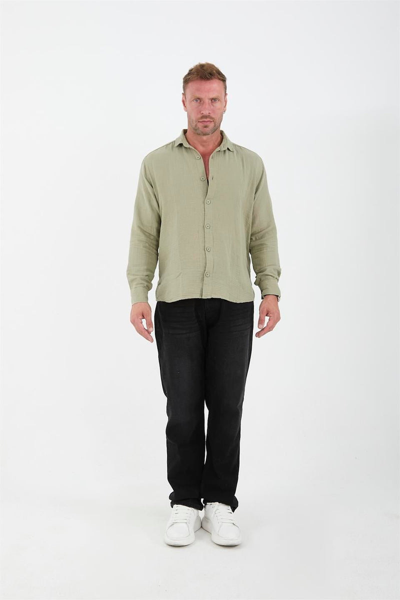 chemise homme mousseline coton respirante manches longues