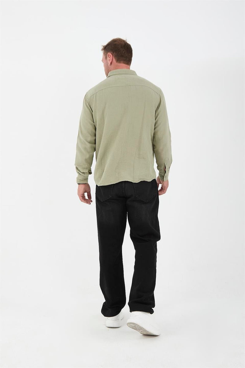 chemise homme mousseline coton respirante manches longues