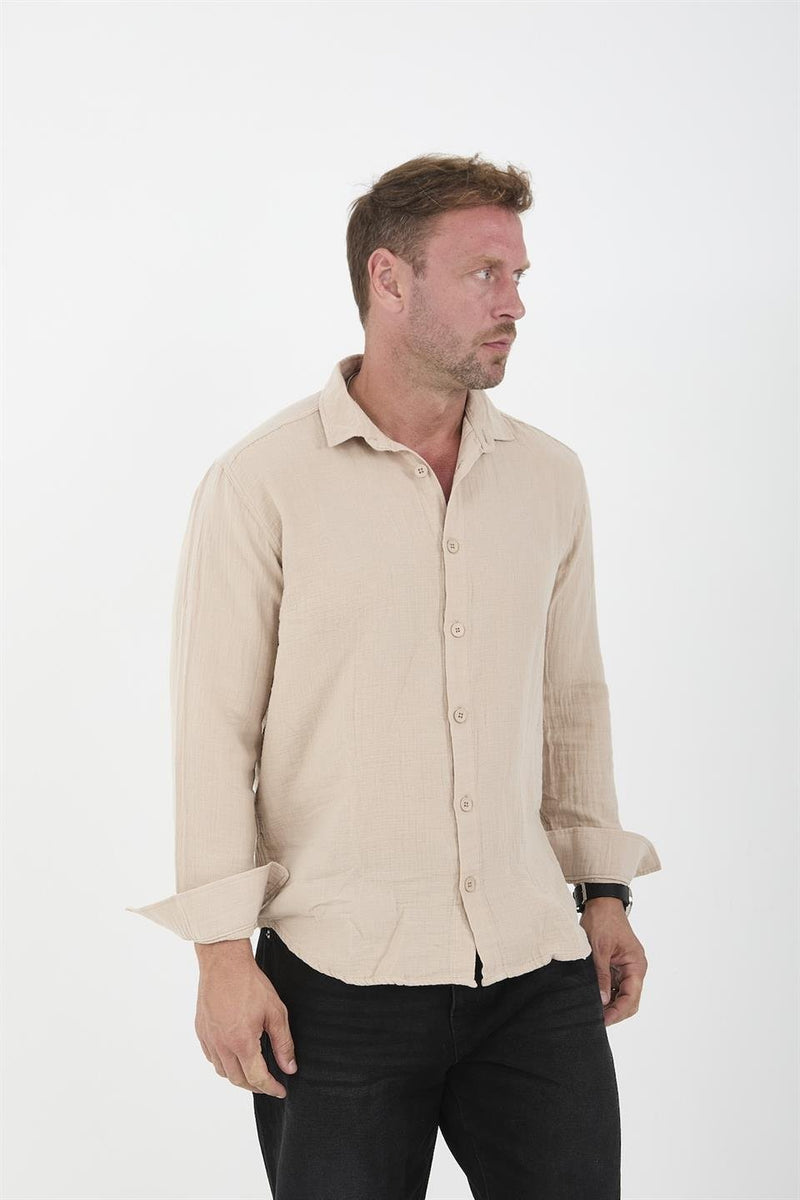 chemise homme mousseline coton respirante manches longues