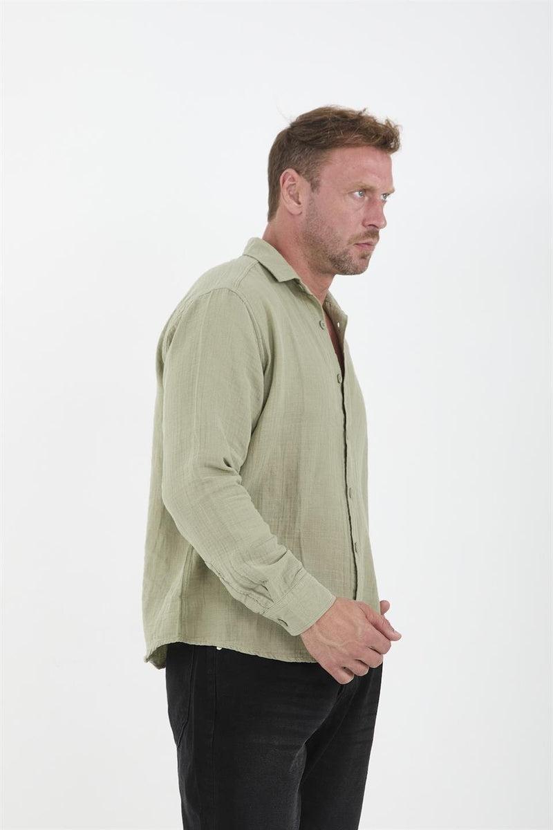 chemise homme mousseline coton respirante manches longues