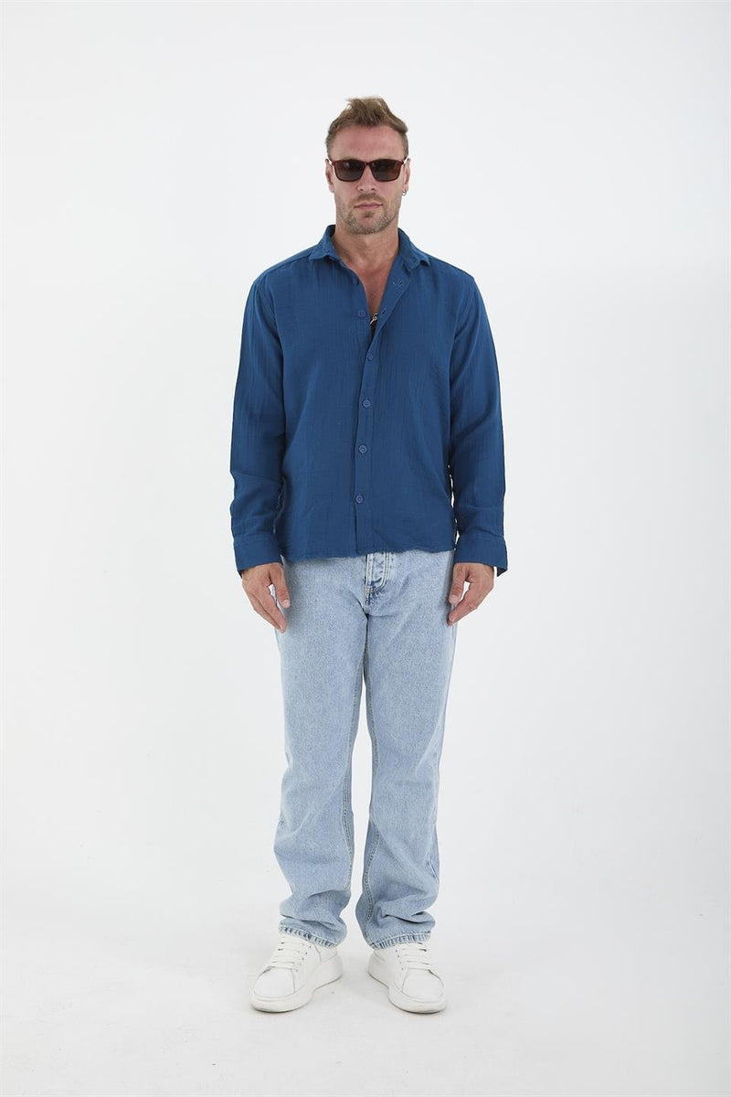 chemise homme mousseline coton respirante manches longues