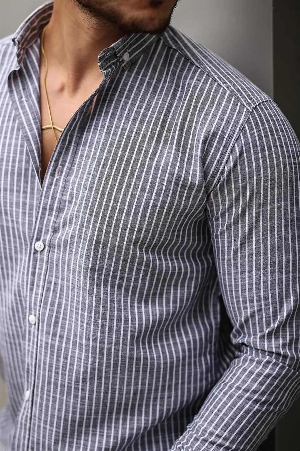 Carina Çizgili Pamuklu Uzun Kol Gömlek - Justyol