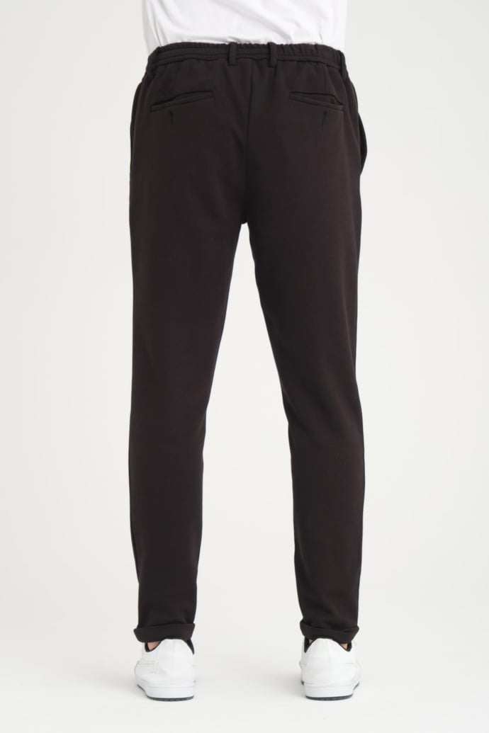 Nervürlü Regular Kalıp Duble Paça Örme Pantolon - Justyol